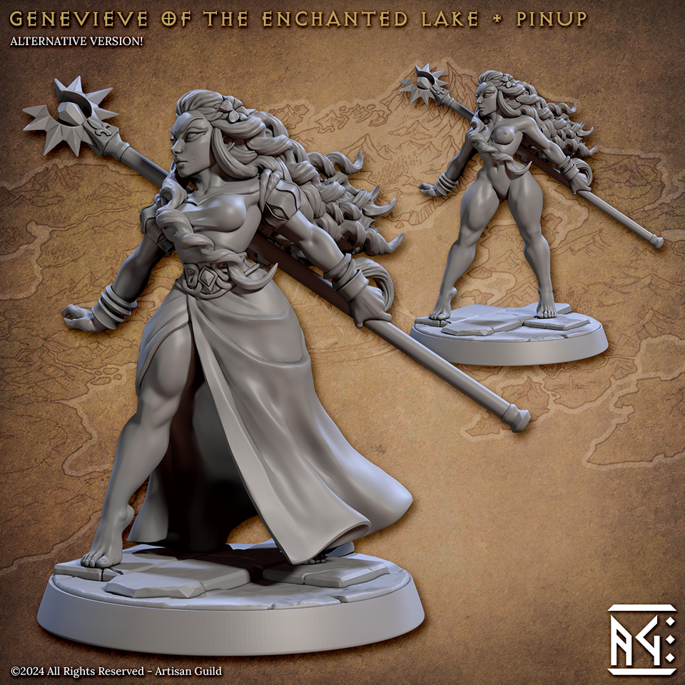 3D Printed Artisan Guild Genevieve of the Enchanted Lake Vanguard Fighters Set 28mm 32mm