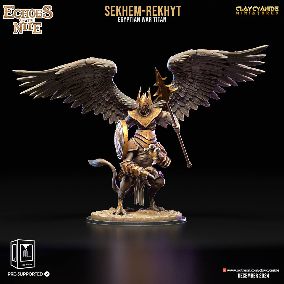 3D Printed Clay Cyanide Sekhem-Rekhyt Egyptian War Titan Echoes of the Nile 28 32 mm D&D