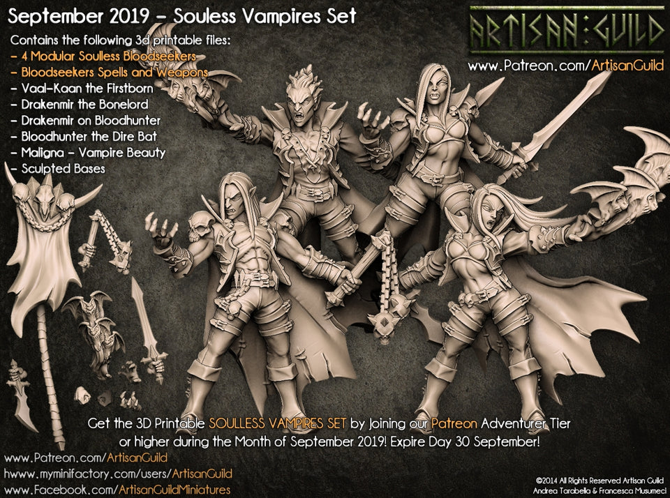 3D Printed Artisan Guild Soulless Bloodseekers Soulless Vampires Set 28mm 32mm