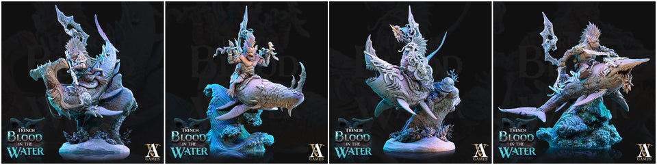 3D Printed Archvillain Games Shakarkha Sharktamers The Trench Blood In the Water 28 32mm D&D