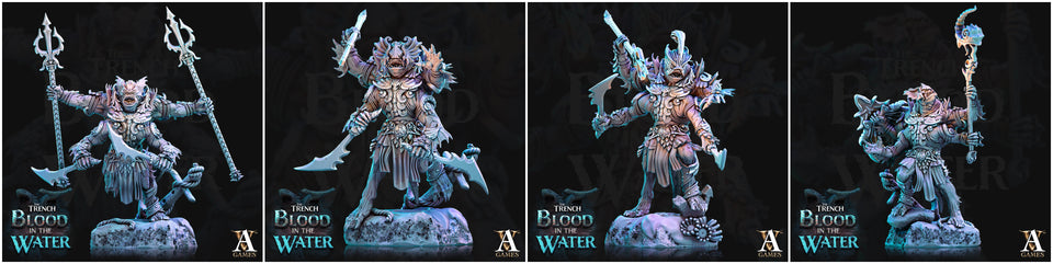 3D Printed Archvillain Games Shakarkha Tidebringers The Trench Blood In the Water 28 32mm D&D
