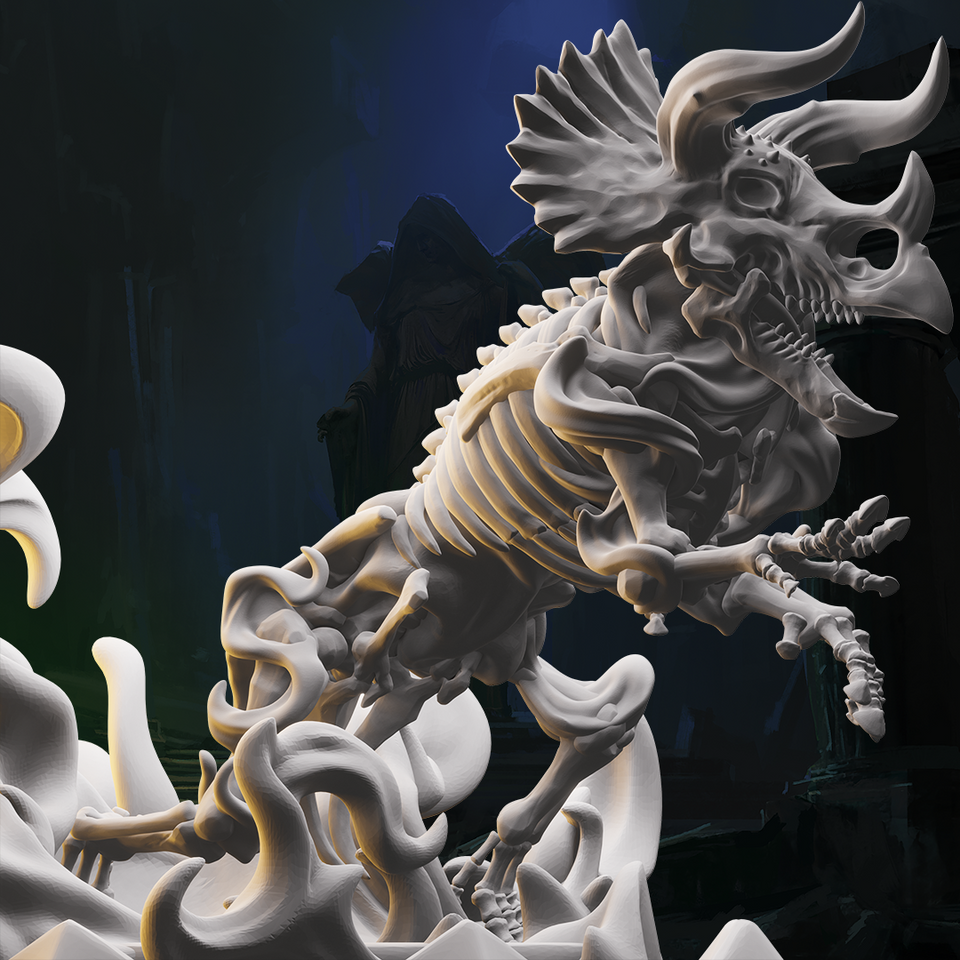 3D Printed Nafarrate Skeletons Army Skeletal Triceratops Set 28mm 32mm D&D