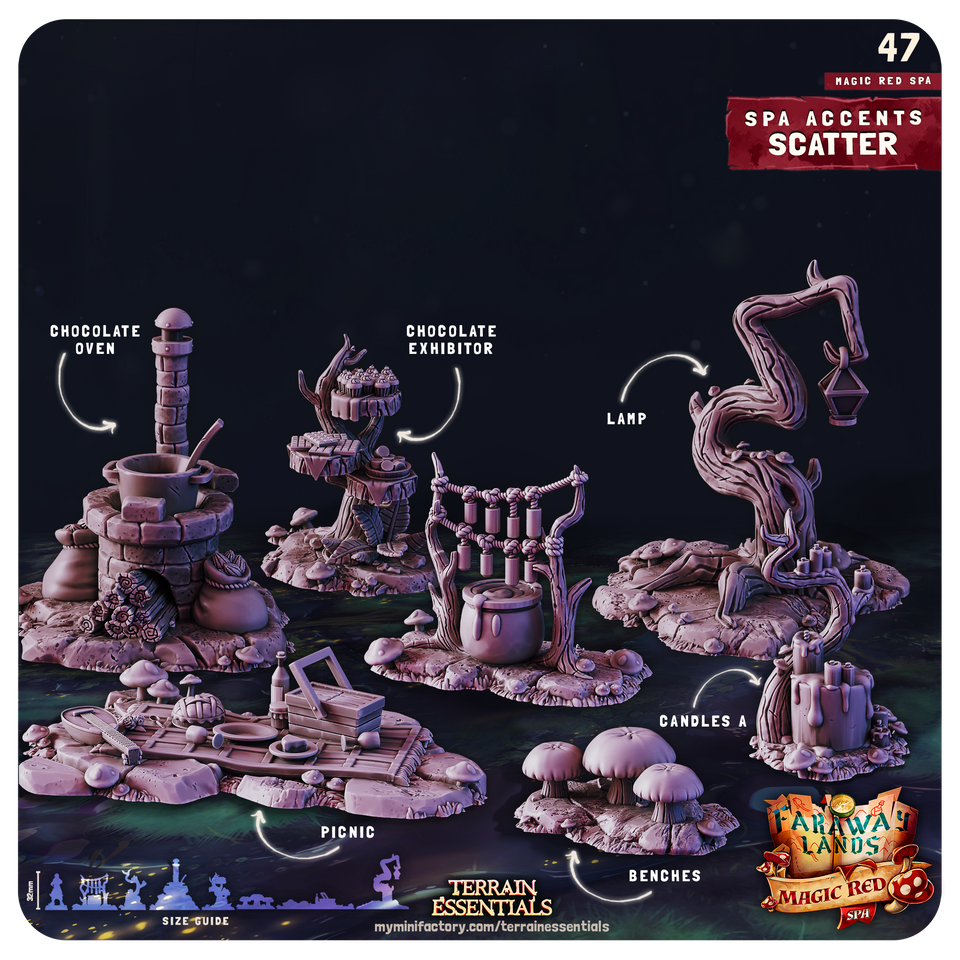 3D Printed Cast n Play Red Magic Spa Set 28mm 32mm D&D