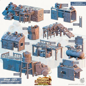 3D Printed Cast n Play Modular Junkyard Dump City Set 28mm 32mm D&D