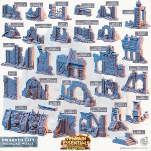 3D Printed Cast n Play Modular Walls Terrain Essentials Vol III Exteriors Dwarven City Set 28mm 32mm D&D