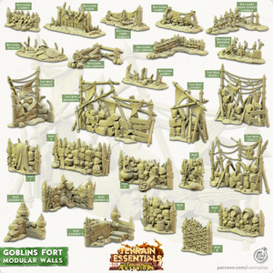 3D Printed Cast n Play Modular Walls Goblins Fort Set 28mm 32mm D&D