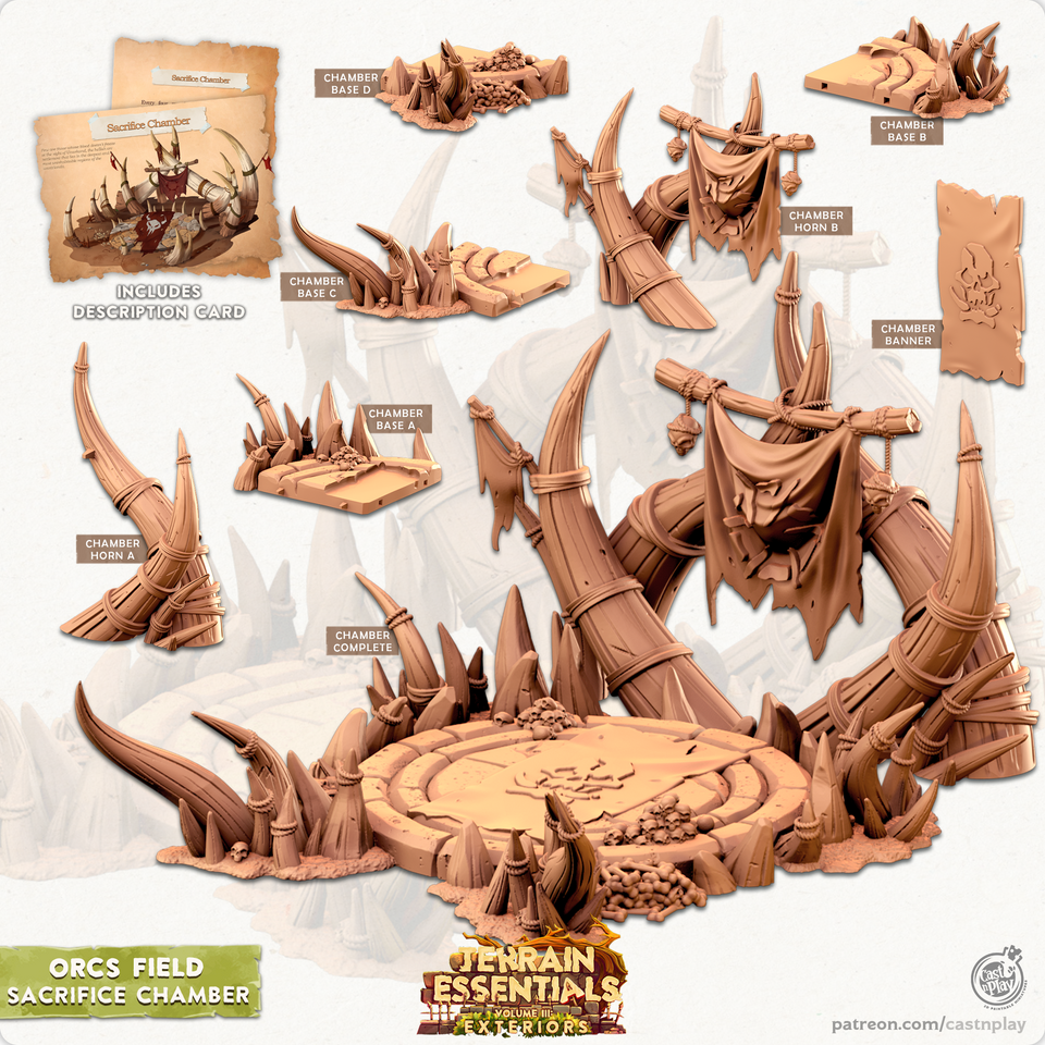3D Printed Cast n Play Orcs Field Set Sacrifice Chamber 28mm 32mm D&D