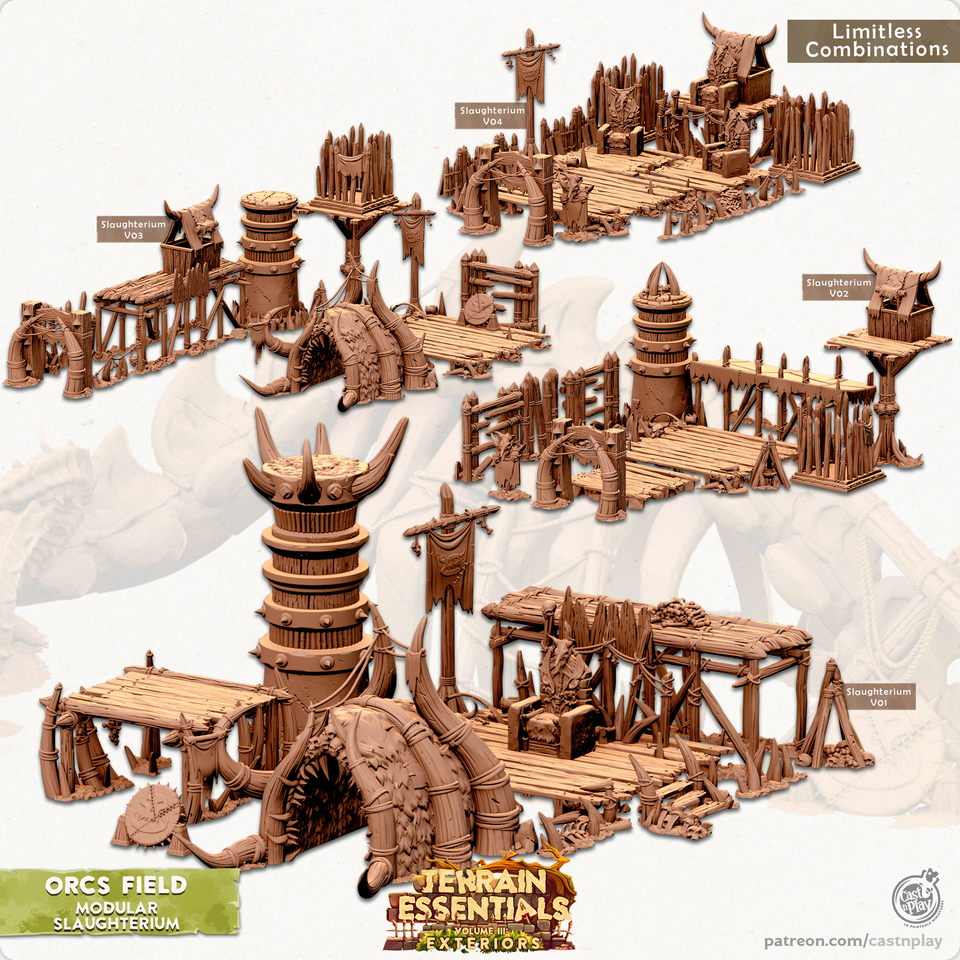 3D Printed Cast n Play Orcs Field Set Slaughterium 28mm 32mm D&D