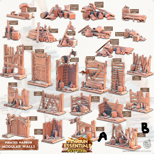 3D Printed Cast n Play Modular Walls Pirates Harbor Set 28mm 32mm D&D