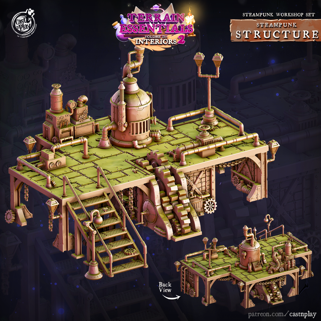 3D Printed Cast n Play Steampunk Workshop Structure Set 28mm 32mm D&D