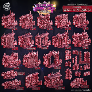 3D Printed Cast n Play Summoning Chambers Walls and Doors Set 28mm 32mm D&D