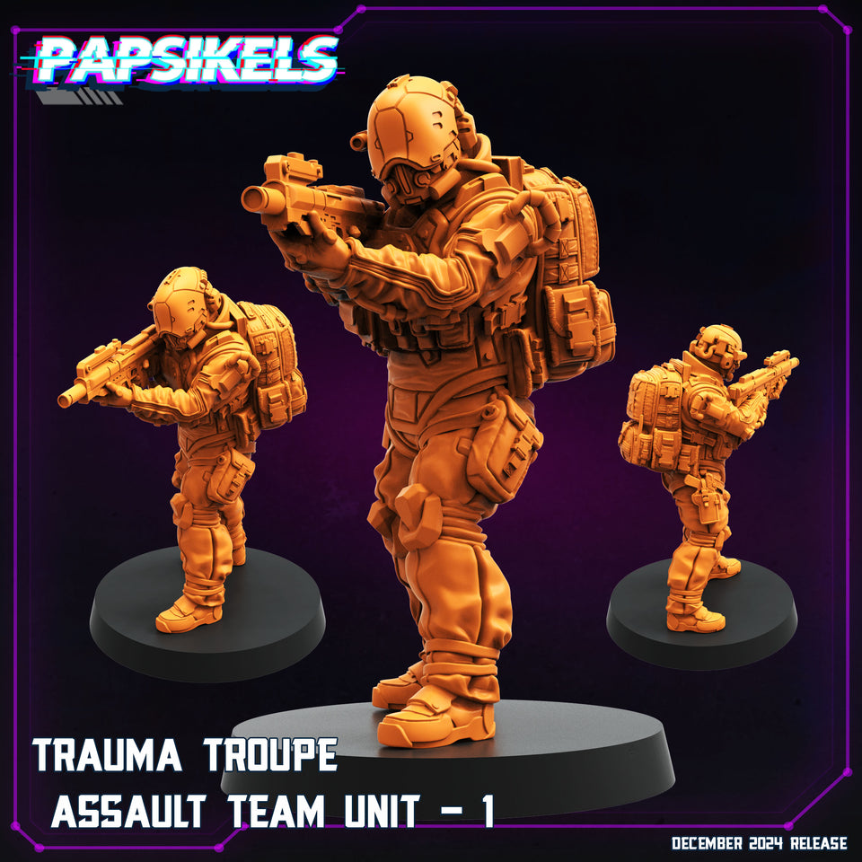 3D Printed Papsikels Trauma Troupe Assault Team Dec. 2024 Cyberpunk 28mm 32mm