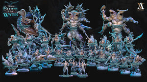 3D Printed Archvillain Games Shakarkha Tidebringers The Trench Blood In the Water 28 32mm D&D