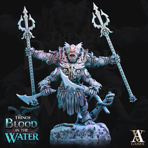 3D Printed Archvillain Games Shakarkha Tidebringers The Trench Blood In the Water 28 32mm D&D