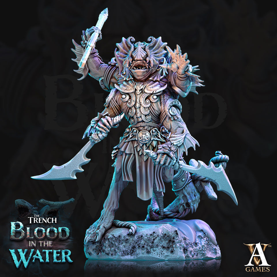 3D Printed Archvillain Games Shakarkha Tidebringers The Trench Blood In the Water 28 32mm D&D
