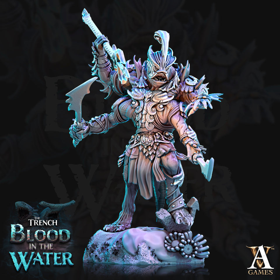 3D Printed Archvillain Games Shakarkha Tidebringers The Trench Blood In the Water 28 32mm D&D