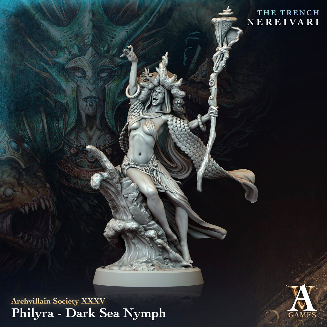 3D Printed Archvillain Games Philyra Dark Sea Nymph Archvillain Society Vol XXXV 28 32mm D&D