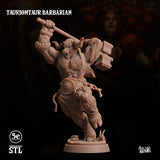 3D Printed Sordane Publishing Tauriontaur Barbarian 28 32mm D&D