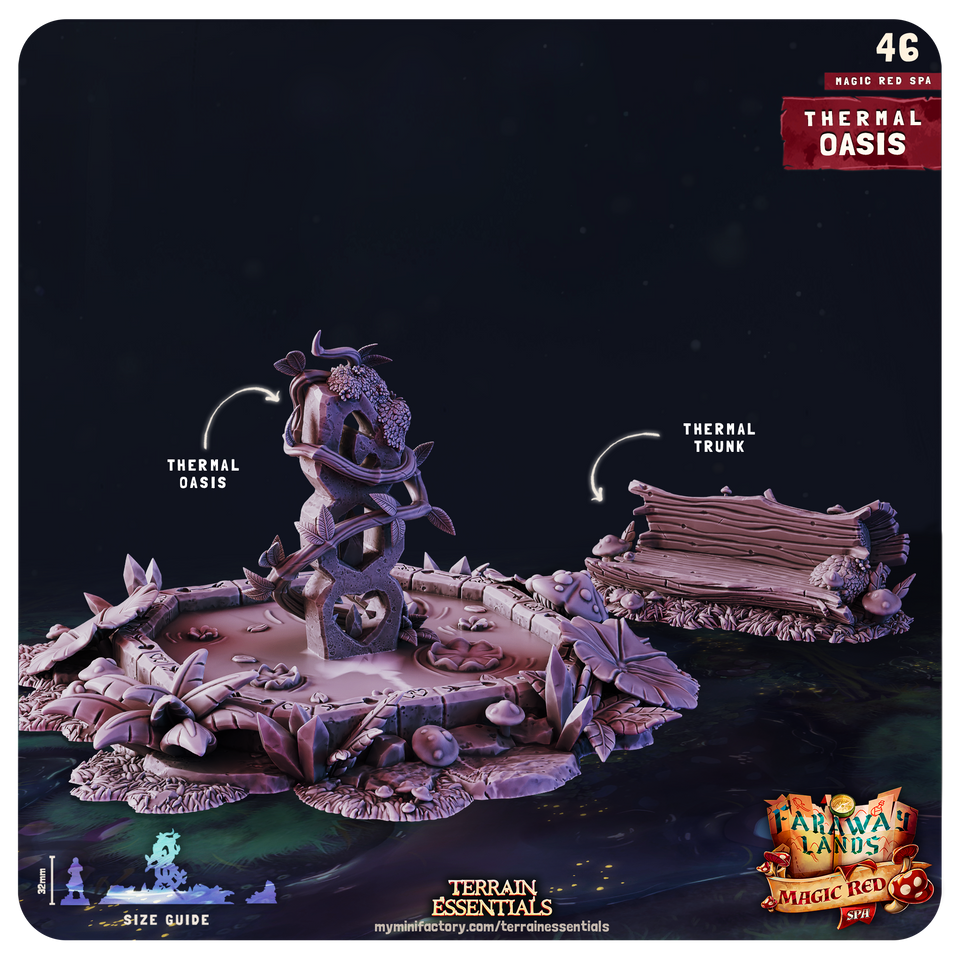 3D Printed Cast n Play Red Magic Spa Set 28mm 32mm D&D