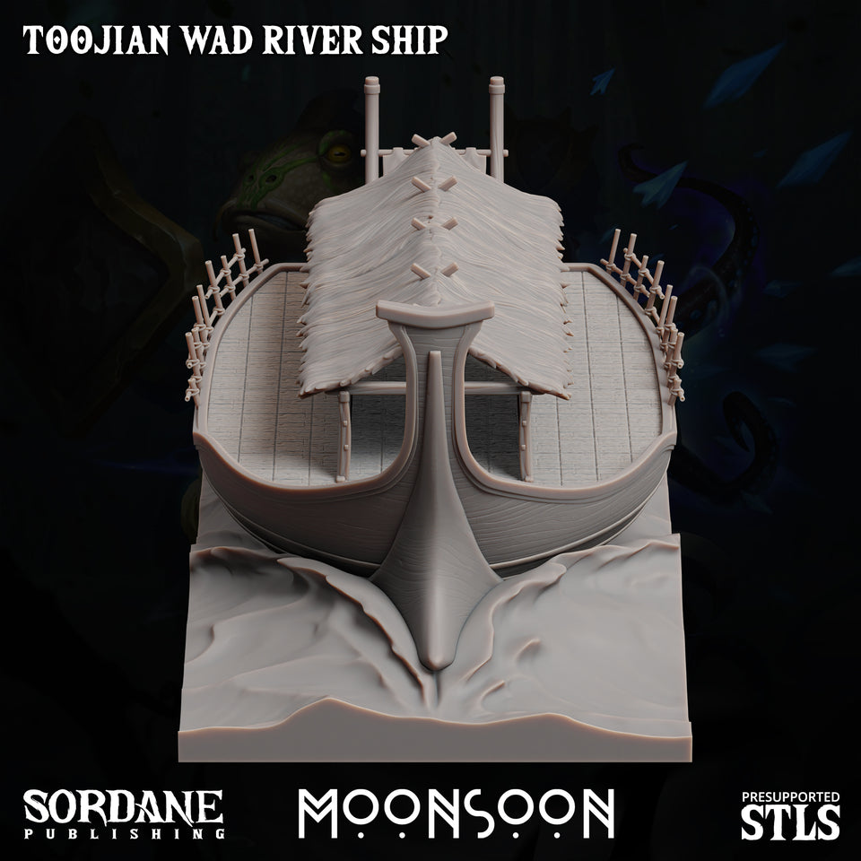 3D Printed Sordane Publishing Toojian Wad River Ship Moonsoon28 32mm D&D