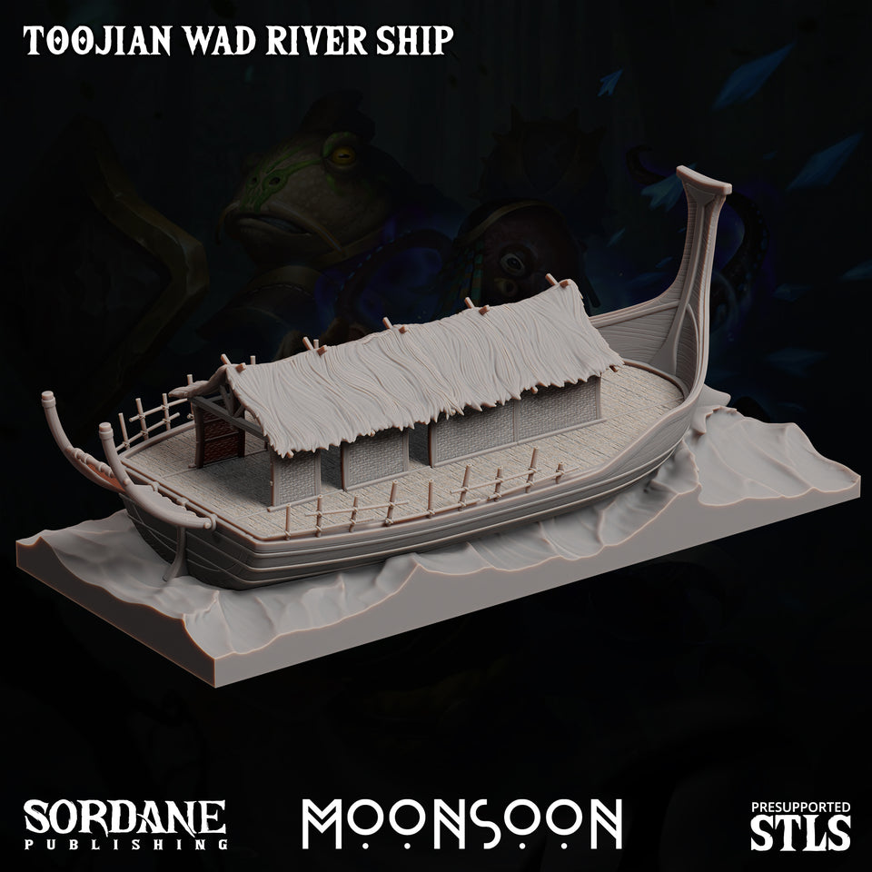 3D Printed Sordane Publishing Toojian Wad River Ship Moonsoon28 32mm D&D