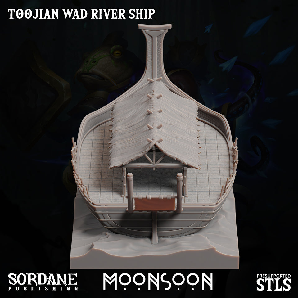 3D Printed Sordane Publishing Toojian Wad River Ship Moonsoon28 32mm D&D