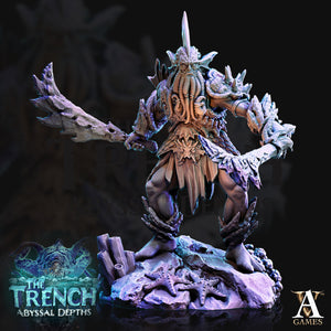 3D Printed Archvillain Games Triton Tribe Leaders The Trench Abyssal Depths 28 32mm D&D