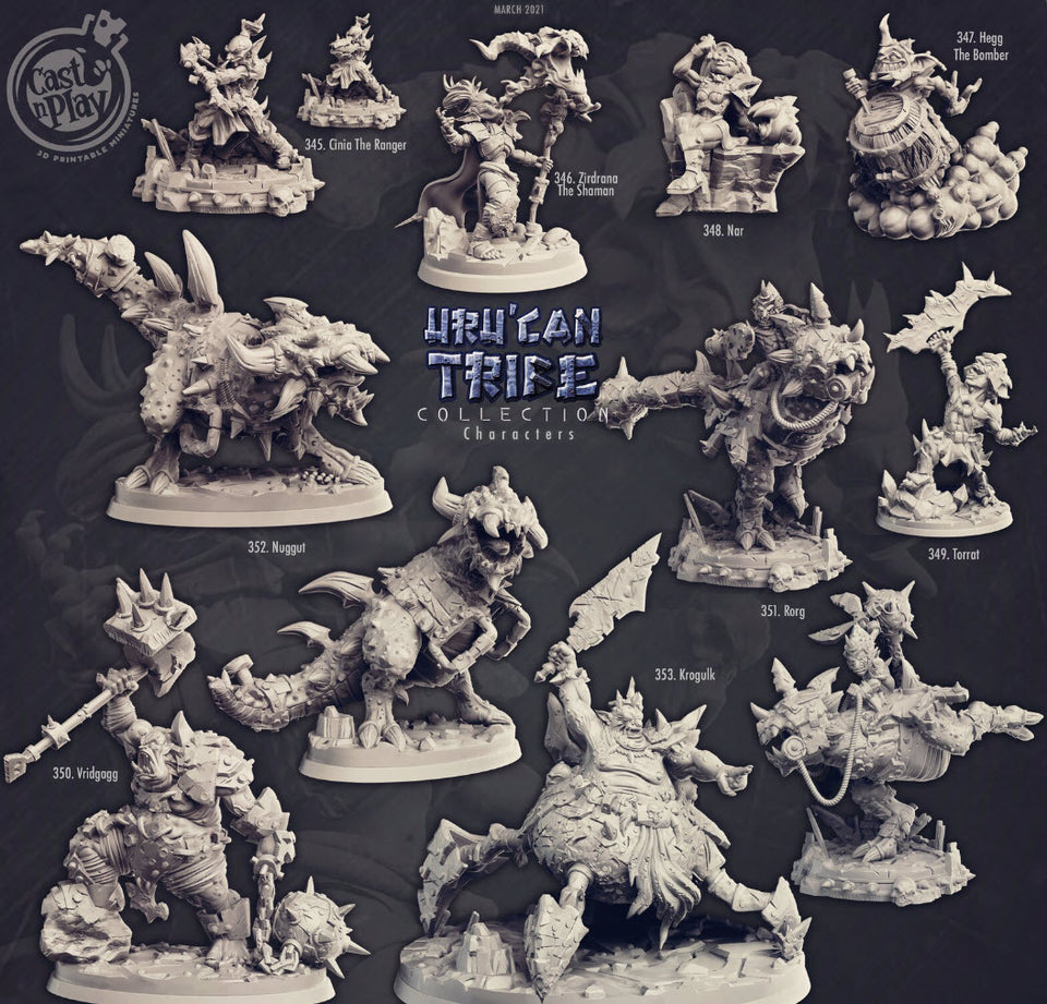 3D Printed Cast n Play Uru Can Tribe - Krogulk The Goblin King 28mm 32mm D&D