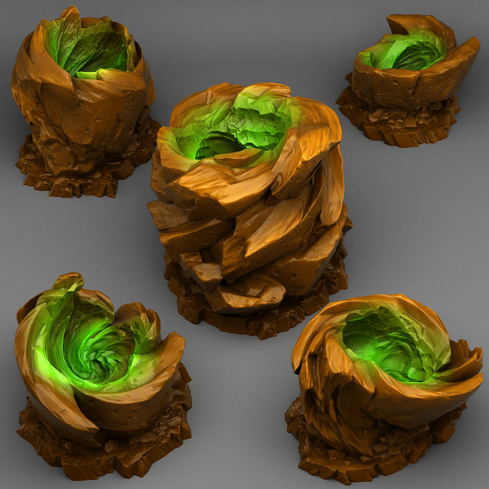 3D Printed Fantastic Plants and Rocks Vortex Stones 28mm - 32mm D&D Wargaming