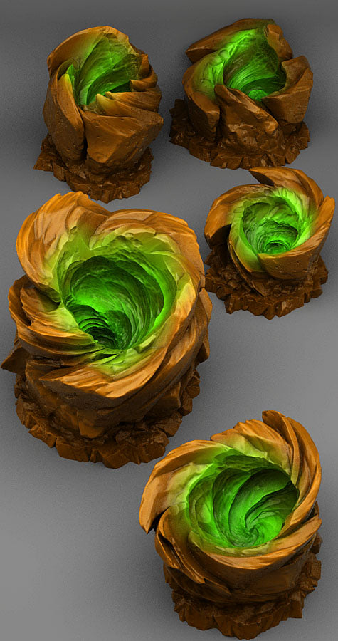 3D Printed Fantastic Plants and Rocks Vortex Stones 28mm - 32mm D&D Wargaming