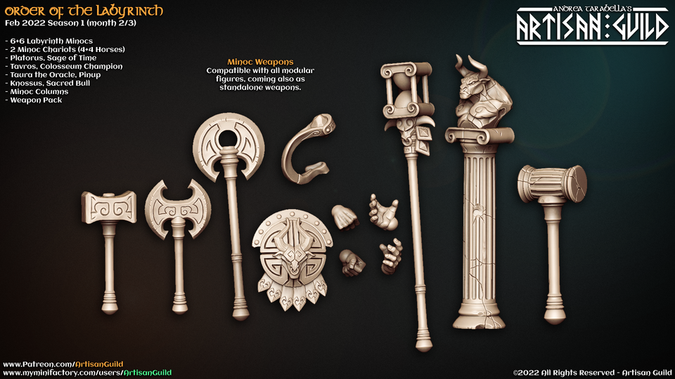 3D Printed Artisan Guild Minoc Standalone Weapons Order of the Labyrinth 28mm 32mm