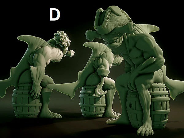 3D Printed Nafarrate Wereshark Lovecraftian Bestiary 28 32 mm D&D