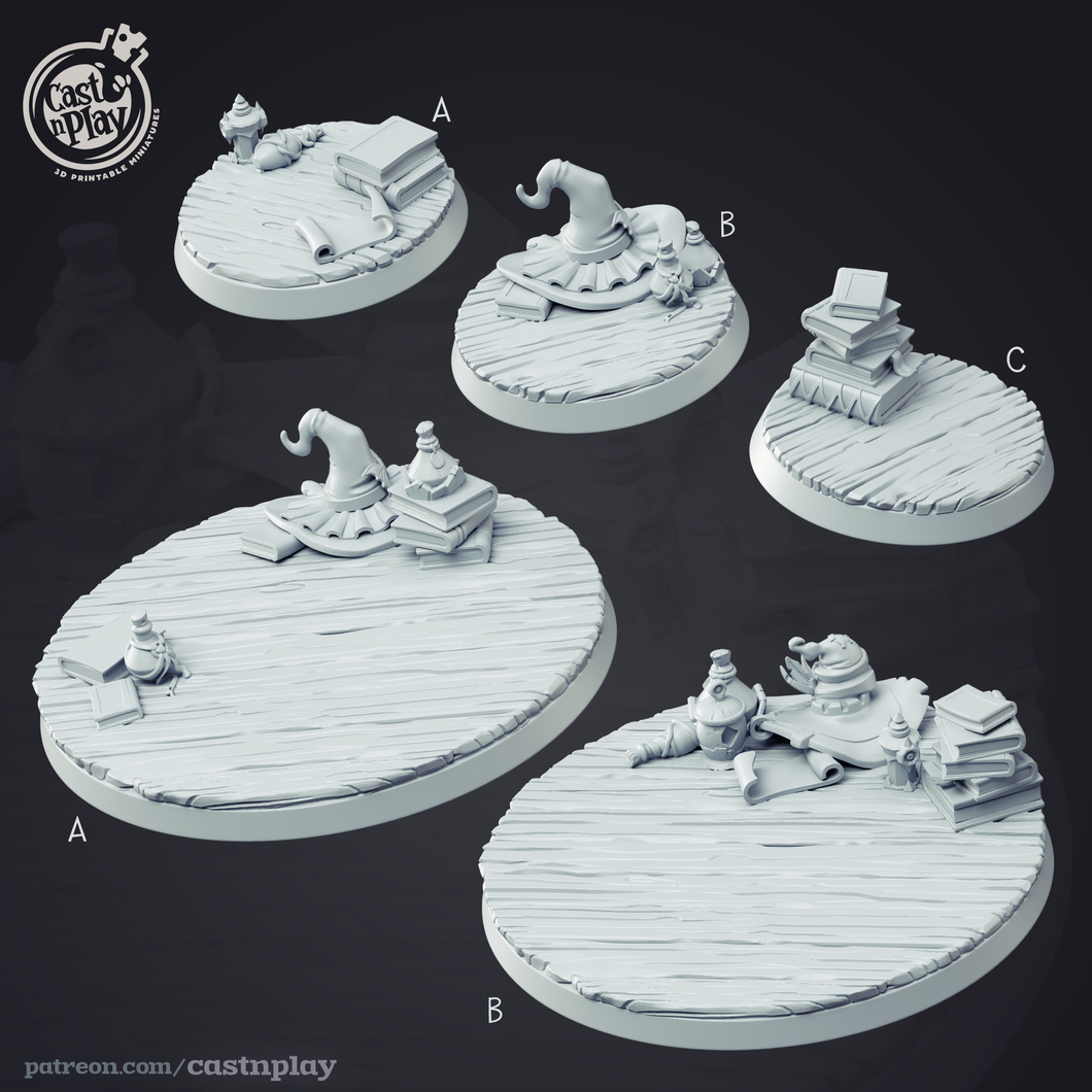 3D Printed Cast n Play Wizard Bases Wizard's Guild Set 28mm 32mm D&D