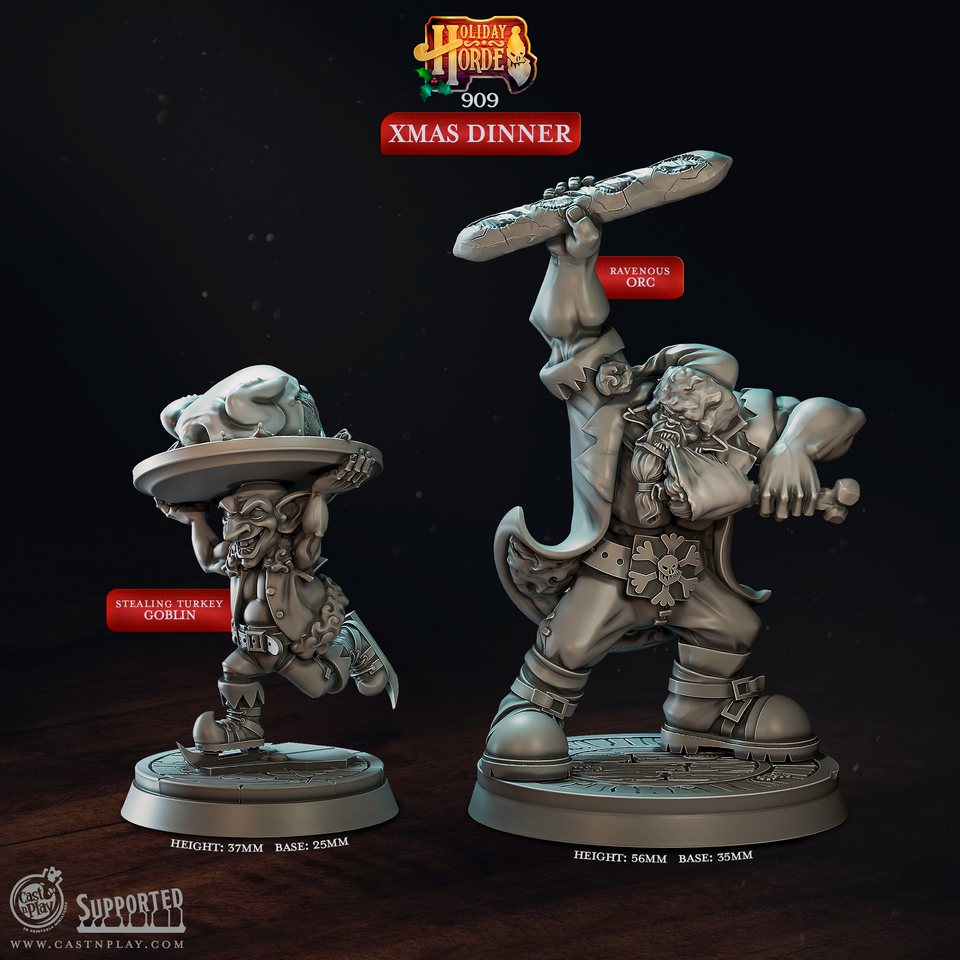 3D Printed Cast n Play Xmas Dinner Holiday Horde Set 28mm 32mm D&D