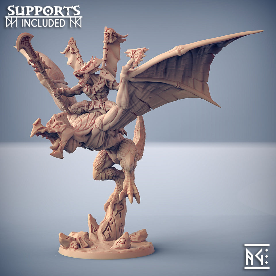 3D Printed Artisan Guild Xoltoa on Sky Terror Goldmaw Lizard Prince Lizards Set 28mm 32mm
