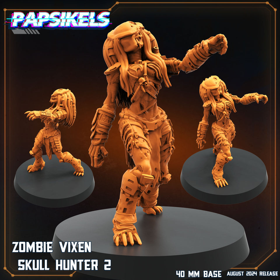 3D Printed Papsikels August 2024 Scifi Zombie Vixen Skull Hunter 2 28mm 32mm