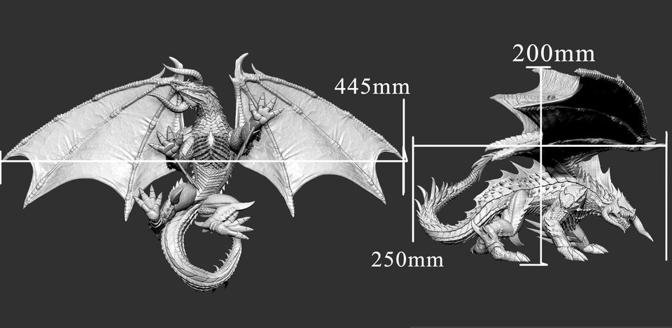 3D Printed Sordane Publishing Ancient Black Dragon 28 32mm D&D