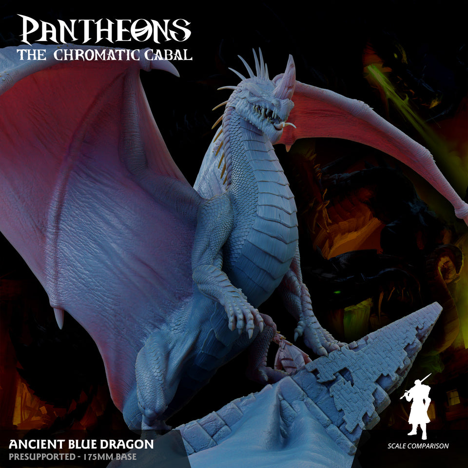 3D Printed Sordane Publishing Ancient Blue Dragon Pantheons The Chromatic Cabal 28 32mm D&D