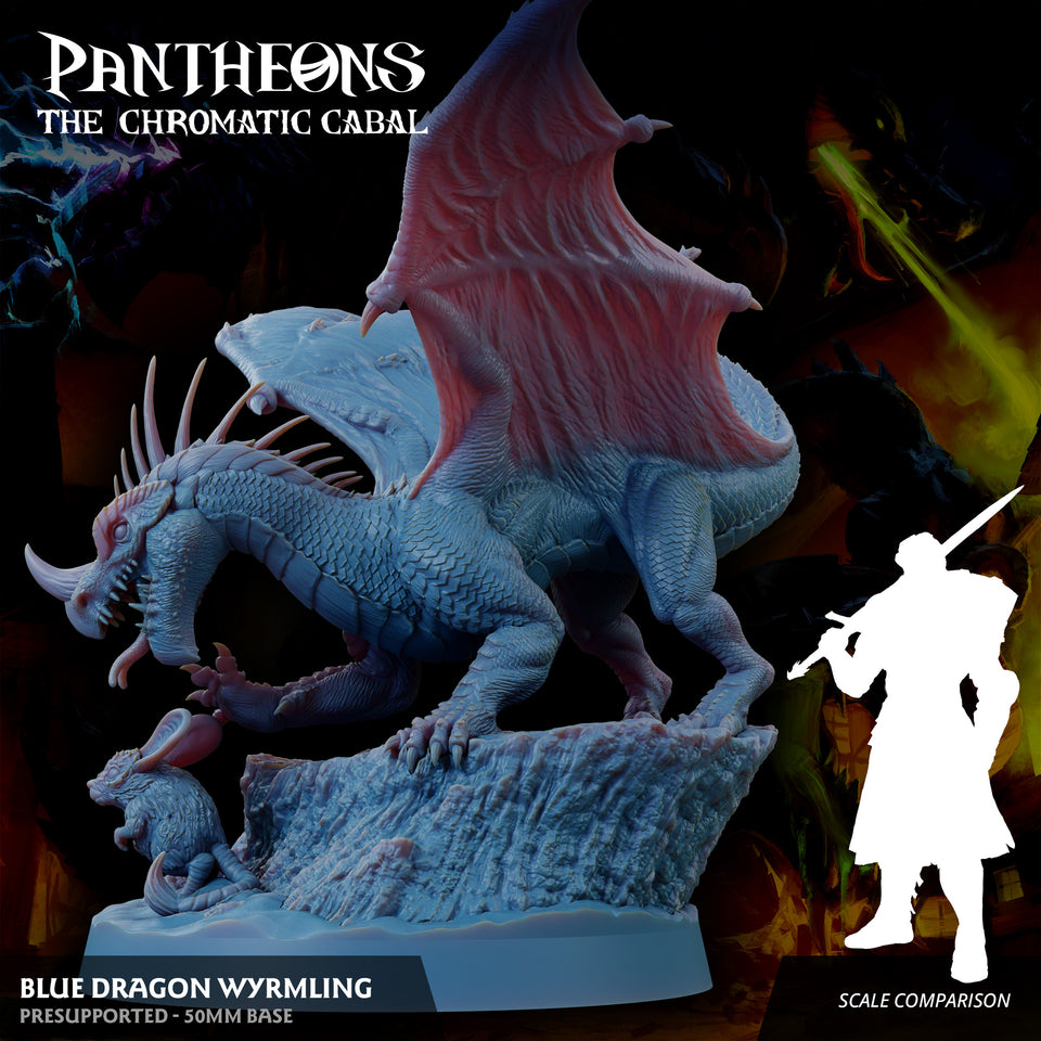 3D Printed Sordane Publishing Wyrmling Blue Dragon Pantheons - The Chromatic Cabal 28 32mm D&D