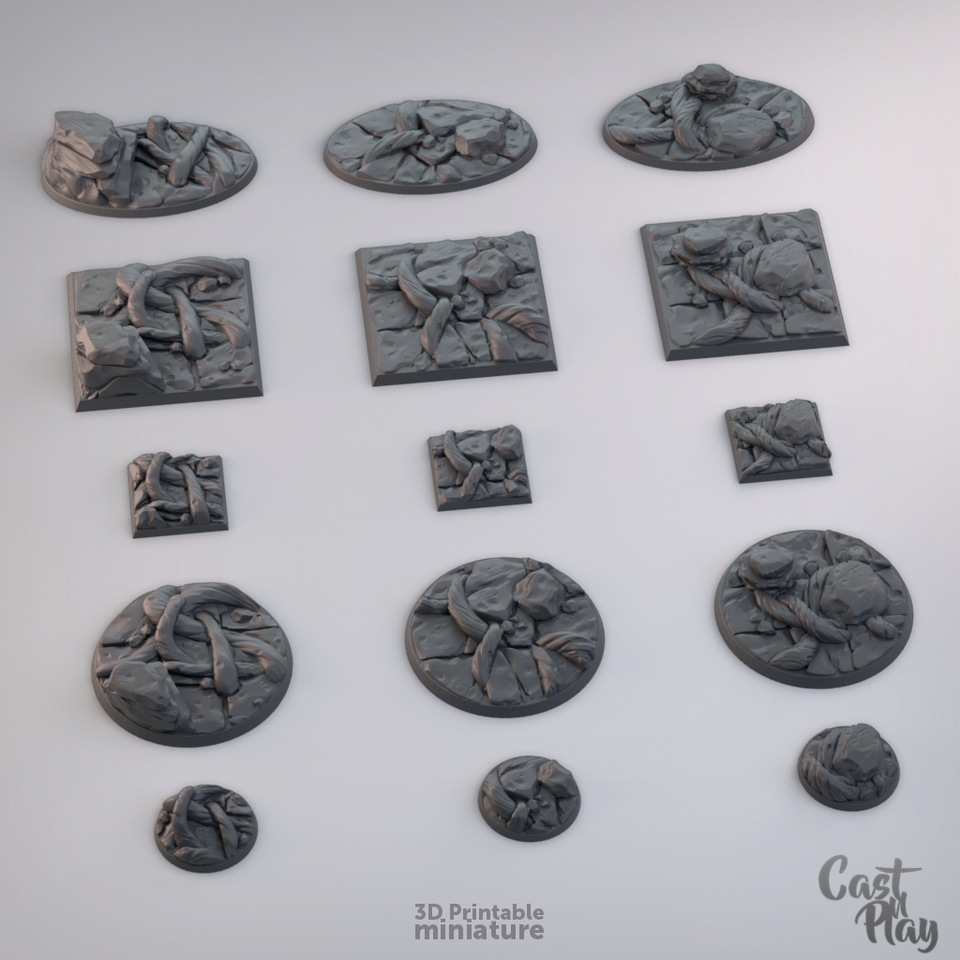 3D Printed Cast n Play Temple Bases 28mm 32mm D&D