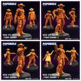 3D Printed Papsikels Dead Eye Trevor Cyber Cowboy Set July 2024 Cyberpunk 28mm 32mm