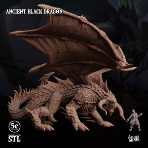3D Printed Sordane Publishing Ancient Black Dragon 28 32mm D&D