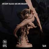 3D Printed Sordane Publishing Anicent Black Arcane Dragon 28 32mm D&D