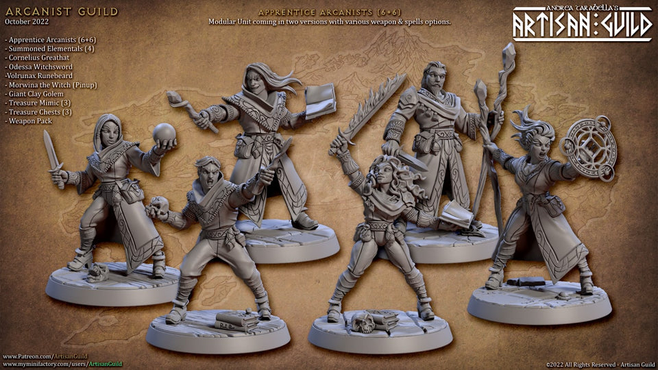 3D Printed Artisan Guild Apprentice Arcanist Set Arcanists Guild 28mm 32mm