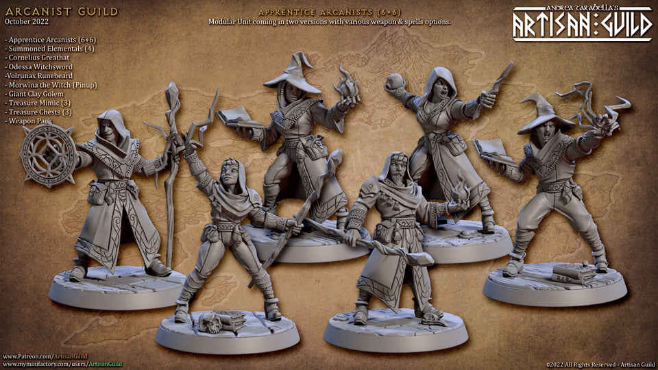 3D Printed Artisan Guild Apprentice Arcanist Set Arcanists Guild 28mm 32mm