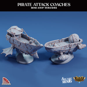 3D Printed Sordane Publishing Arcane Minis Mini Ship - Pirate Attack Coaches Set 28 32mm D&D