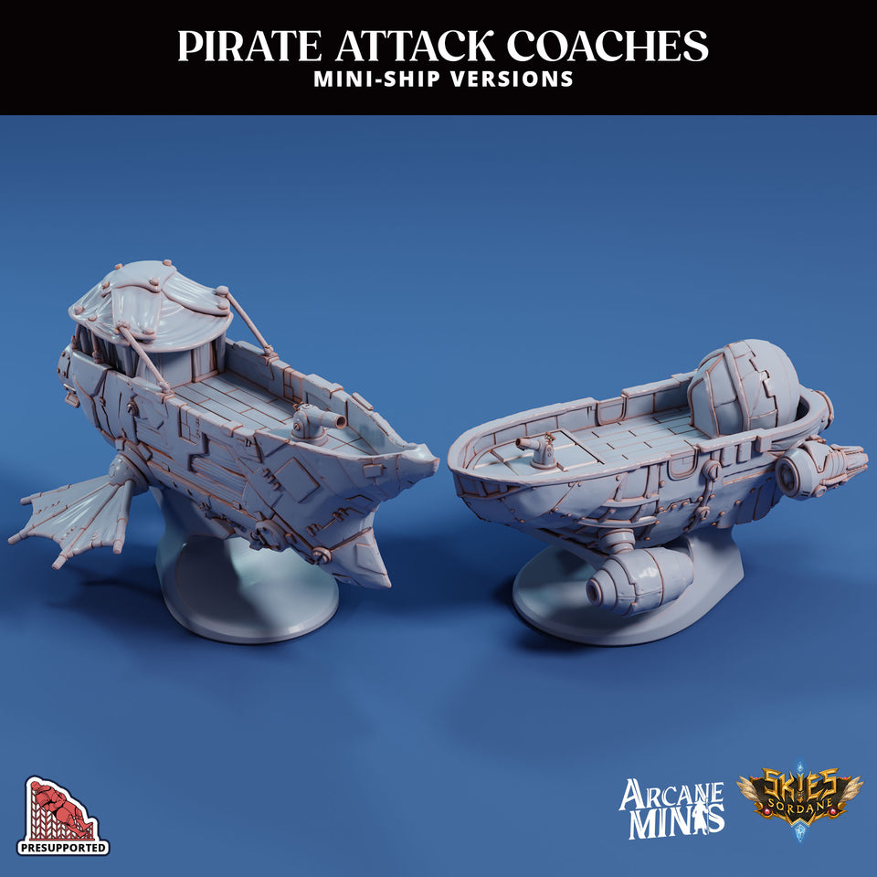 3D Printed Sordane Publishing Arcane Minis Mini Ship - Pirate Attack Coaches Set 28 32mm D&D