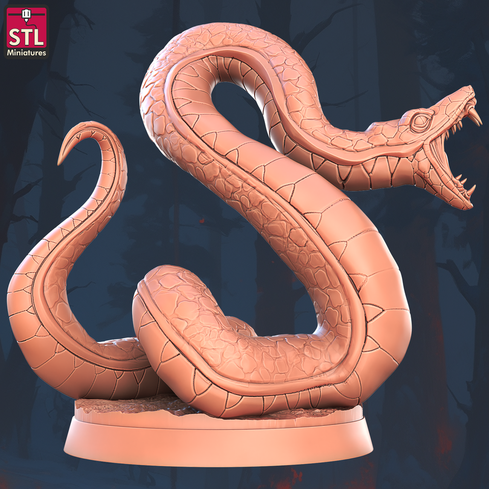 3D Printed STL Miniatures Giant Snake Set 28 - 32mm War Gaming D&D