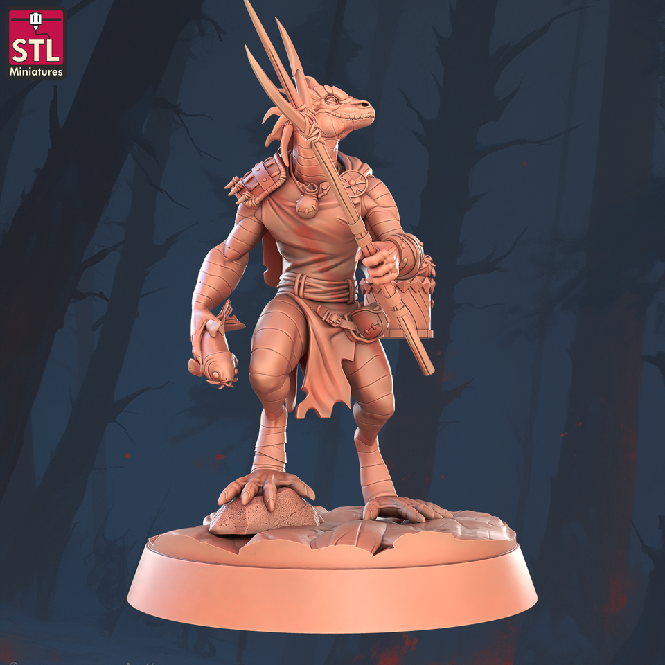 3D Printed STL Miniatures Lizardfolks Set 28 - 32mm War Gaming D&D
