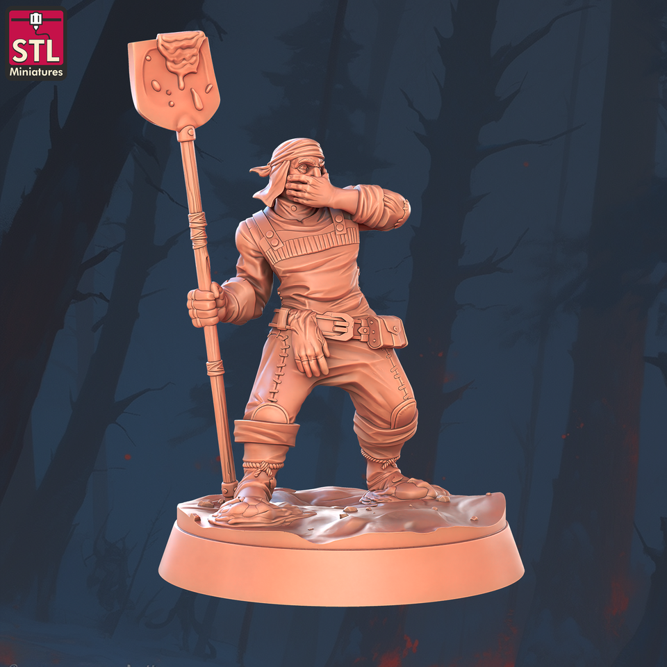3D Printed STL Miniatures Sewers Workers Set 28 - 32mm War Gaming D&D